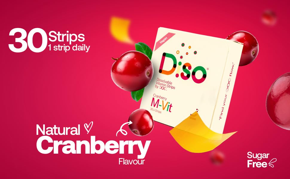 Tiras multivitamínicas DISO M-VIT sabor arándano sin azúcar