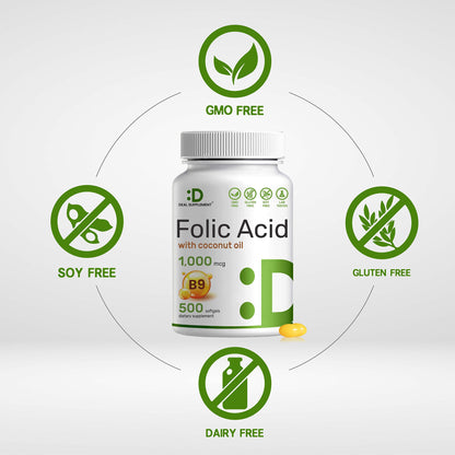 Descripción de uso suplemento de ácido fólico 1000 mcg