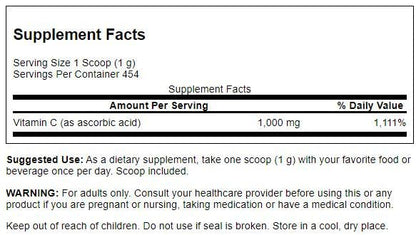 Detalle bote polvo vitamina c Swanson 1000mg