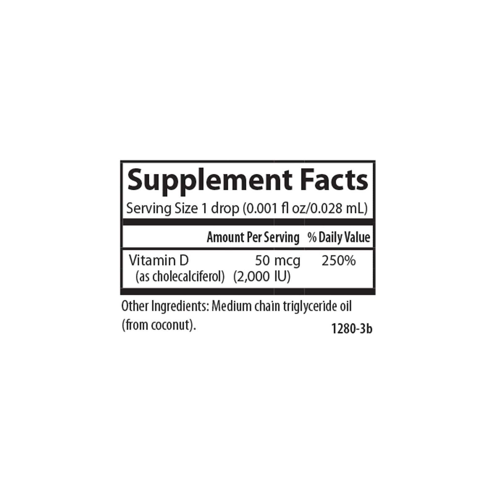 Detalle botella gotas vitamina D3 Carlson para inmunidad