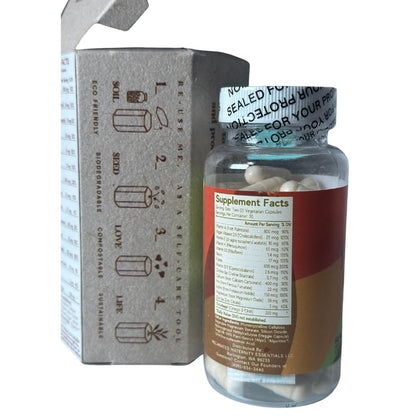 Detalle botella multivitaminas prenatales protegidas MME