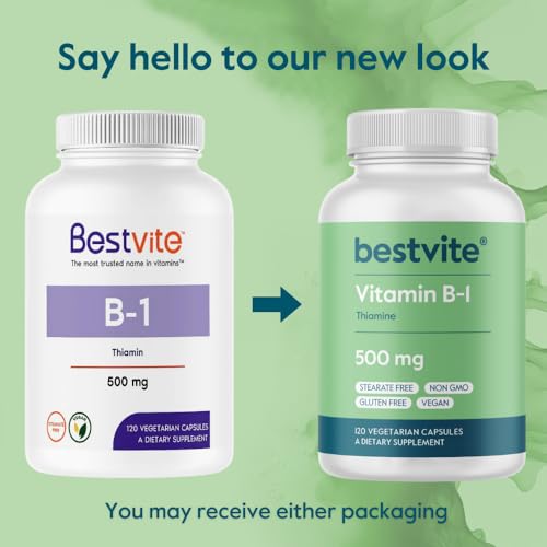 Detalle botella vitamina B-1 BESTVITE 120 cápsulas veganas