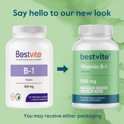 Detalle botella vitamina B-1 BESTVITE 120 cápsulas veganas