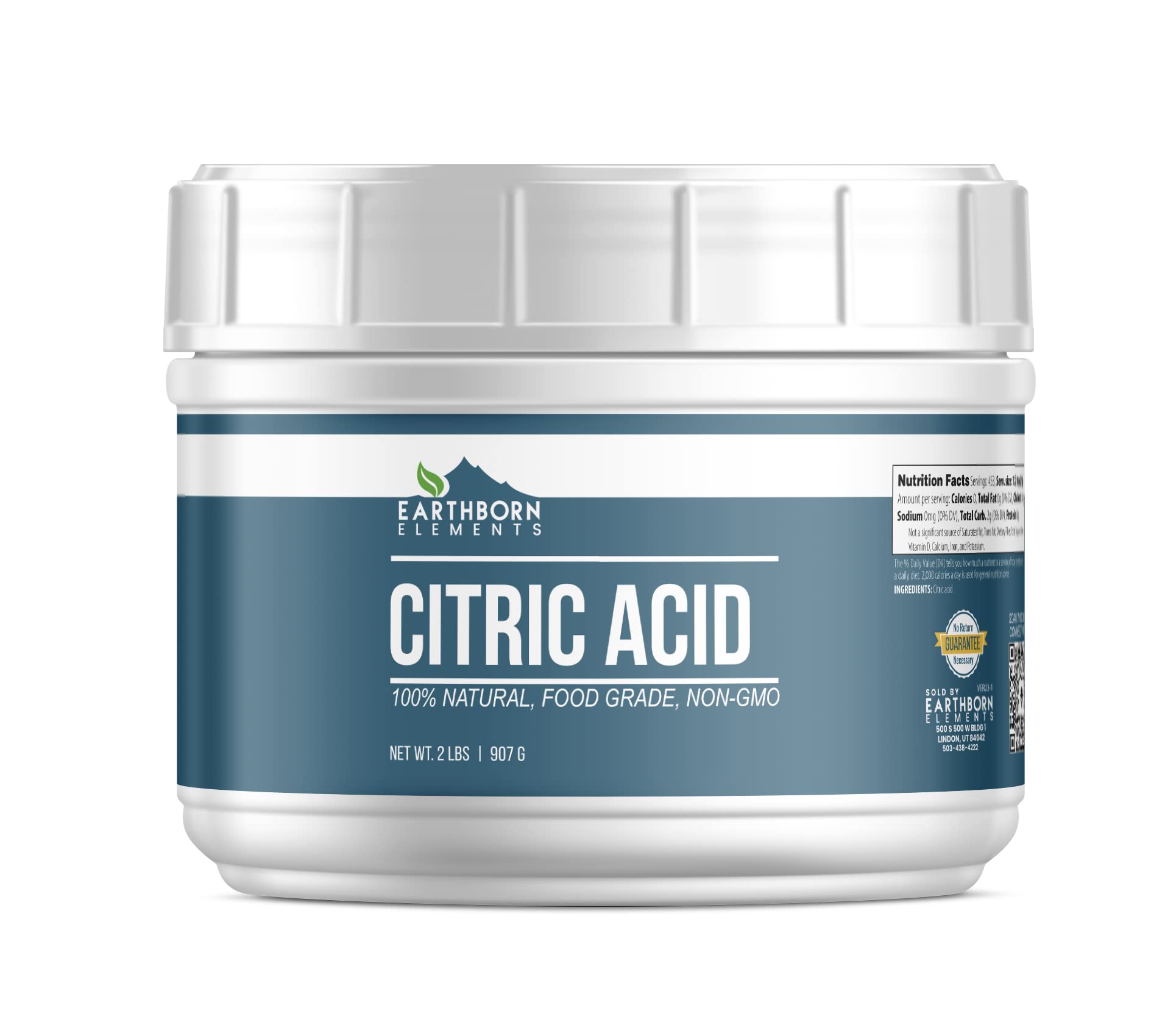 Detalle botes vitamina c y ácido cítrico Earthborn Elements sin aditivos