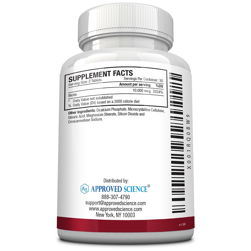 Detalle caja Biotin MD biotina pura 10,000mcg para bienestar