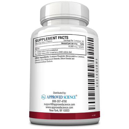 Detalle caja Biotin MD biotina pura 10,000mcg para bienestar