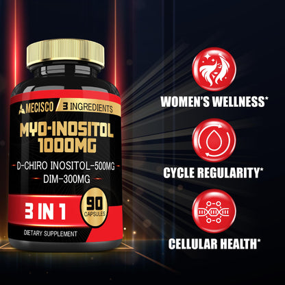 Detalle caja Mecisco inositol DIM para salud femenina