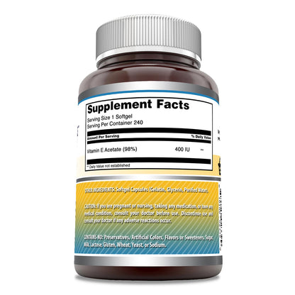 Detalle cápsula blanda vitamina E Amazing Formulas 400 UI