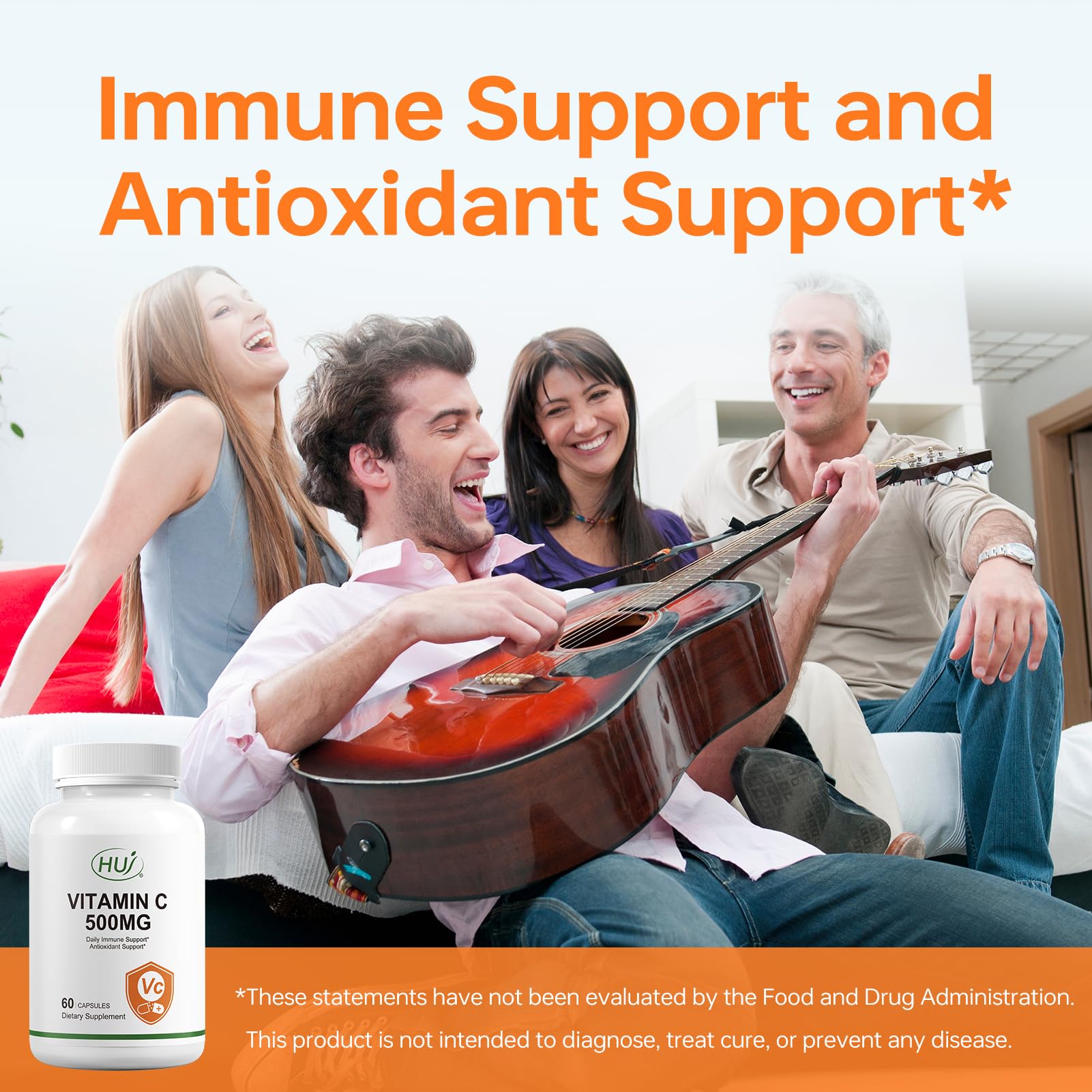 Detalle cápsula HUJ Vitamina C 500mg apoyo sistema inmune