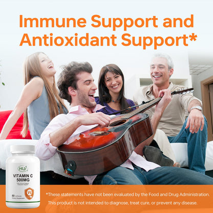 Detalle cápsula HUJ Vitamina C 500mg apoyo sistema inmune