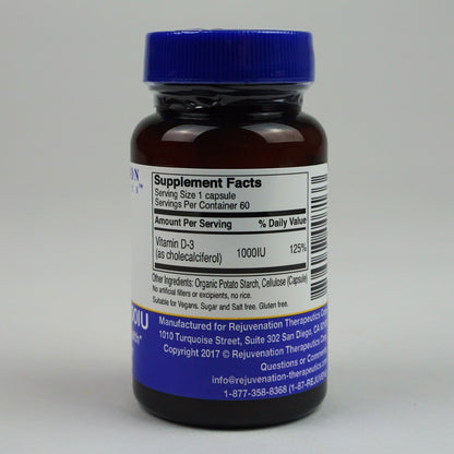 Detalle cápsula vegana vitamina d3 Rejuvenation Therapeutics