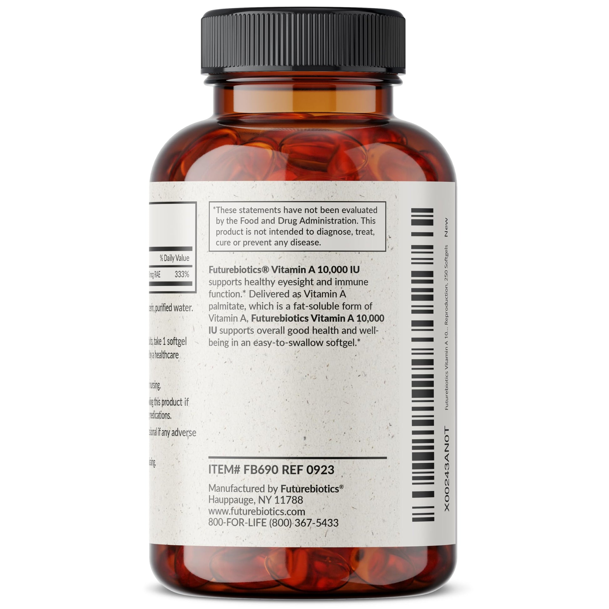 Detalle cápsulas blandas Futurebiotics vitamina A 10,000 UI