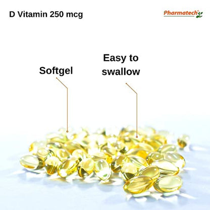 Detalle cápsulas blandas pharmatech vitamina d3 10000 ui