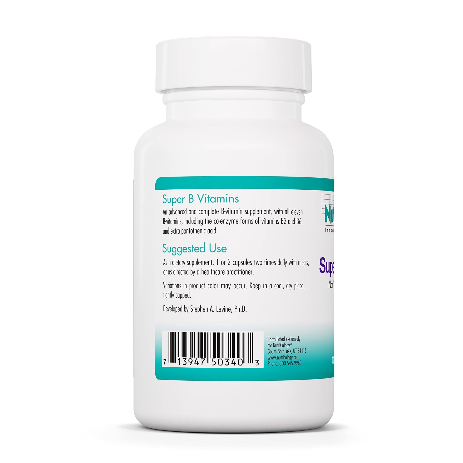 Detalle cápsulas complejo super vitaminas b Nutricology