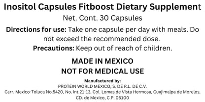 Detalle cápsulas Fitboost inositol para bienestar integral