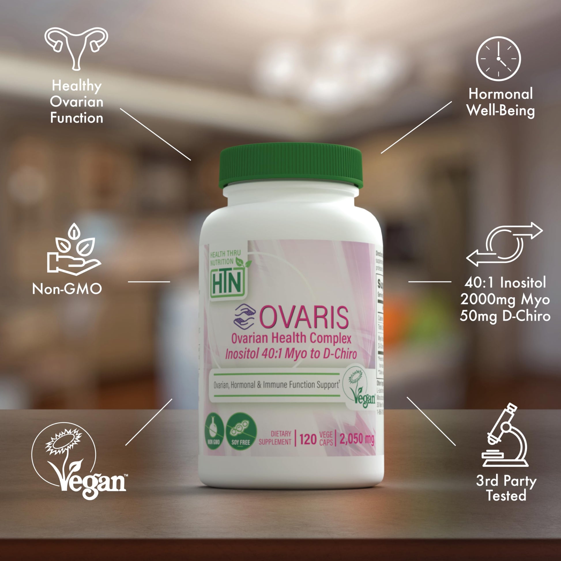Detalle cápsulas Health Thru Nutrition OVARIS