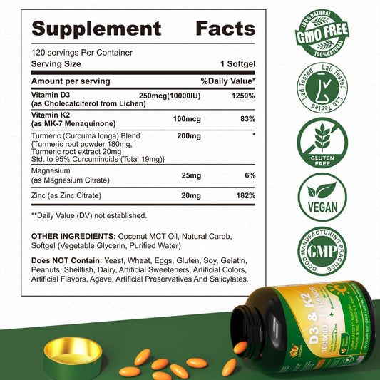 Detalle cápsulas Liposomal Vitamina D3 10000 IU y K2 MK-7
