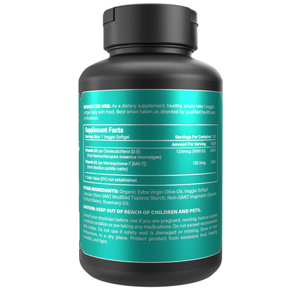 Detalle cápsulas Naturalis vitamina D3 K2 para huesos y defensa