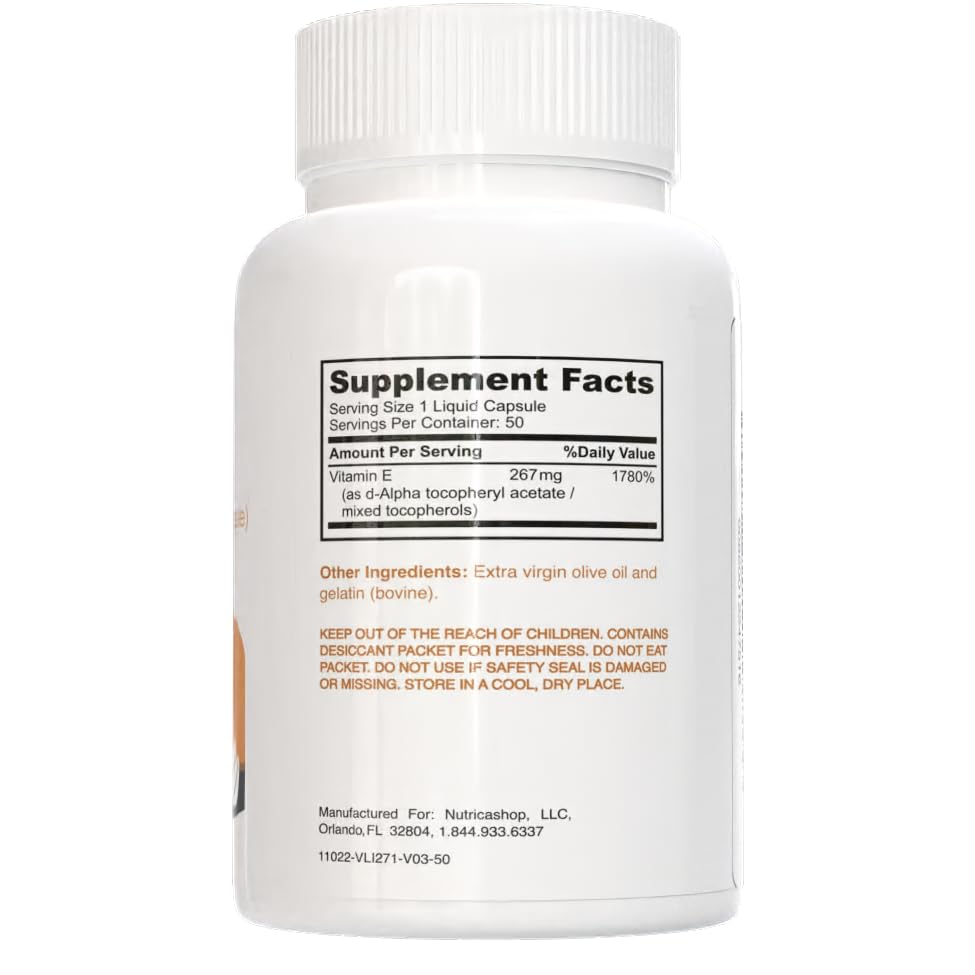 Detalle cápsulas Nutricashop vitamina e líquida