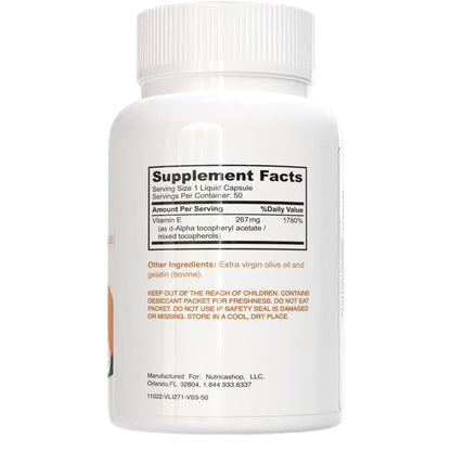 Detalle cápsulas Nutricashop vitamina e líquida