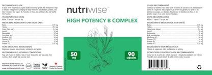 Detalle cápsulas NutriWise complejo b alta potencia