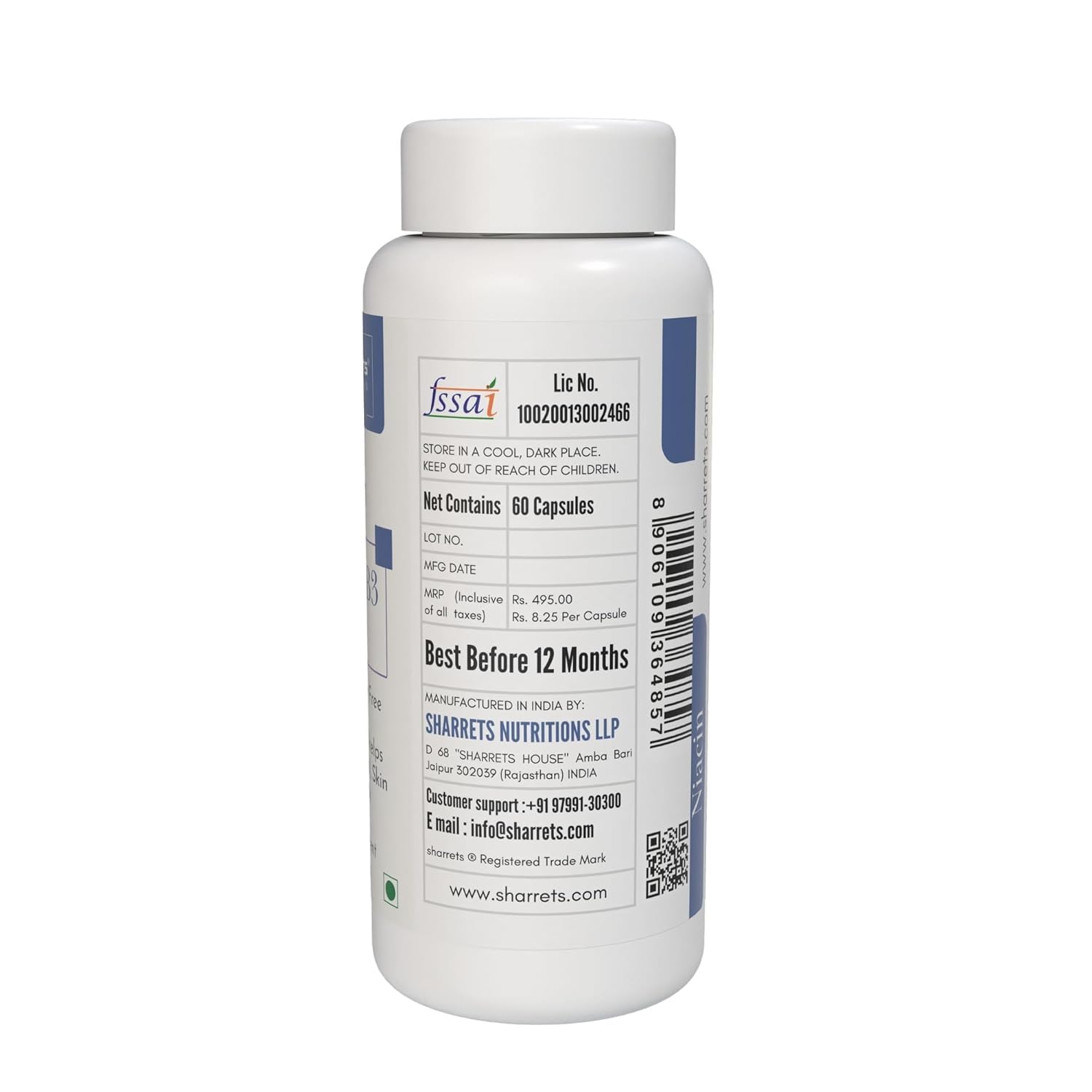 Detalle cápsulas suplemento vitamina b3 niacina genérico