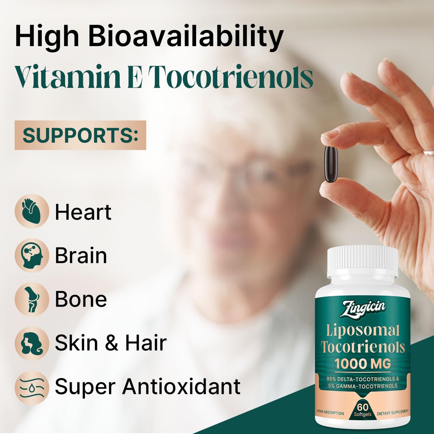 Detalle cápsulas de vitamina e tocotrienoles Zingicin