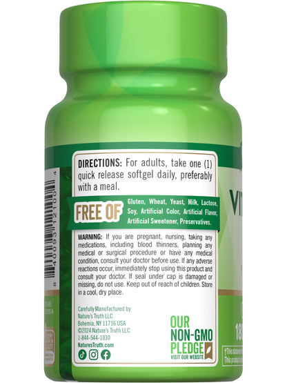 Detalle de cápsulas de Vitamina K2 MK-7 Nature's Truth
