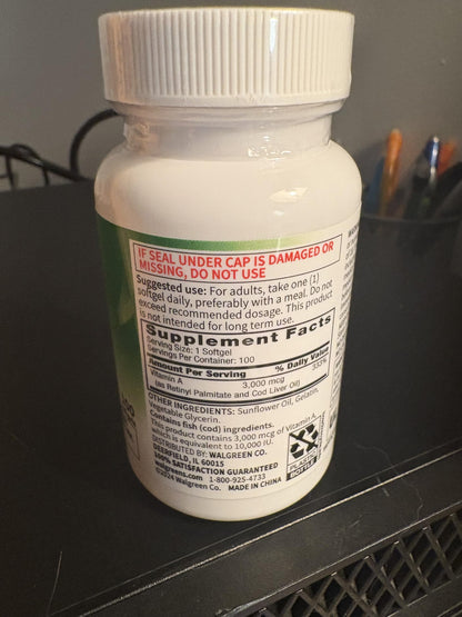 Detalle cápsulas Walgreens vitamina A 3000 mcg