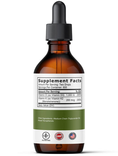 Detalle empaque Ultra6 Nutrition gotas vitamina D3 y K2