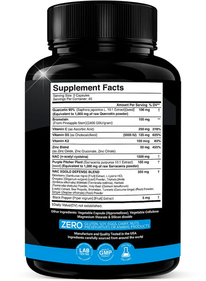 Detalle del empaque del suplemento XGold Defense Blend