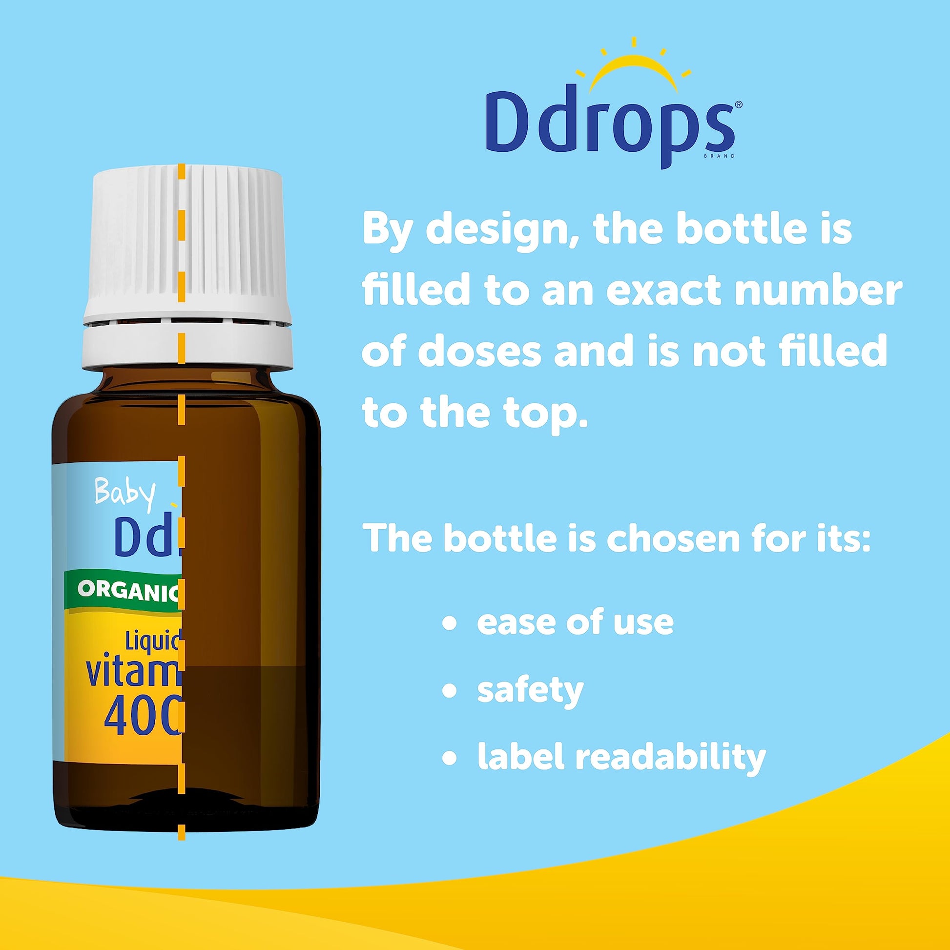 Detalle envase gotas líquidas vitamina D bebé Baby Ddrops