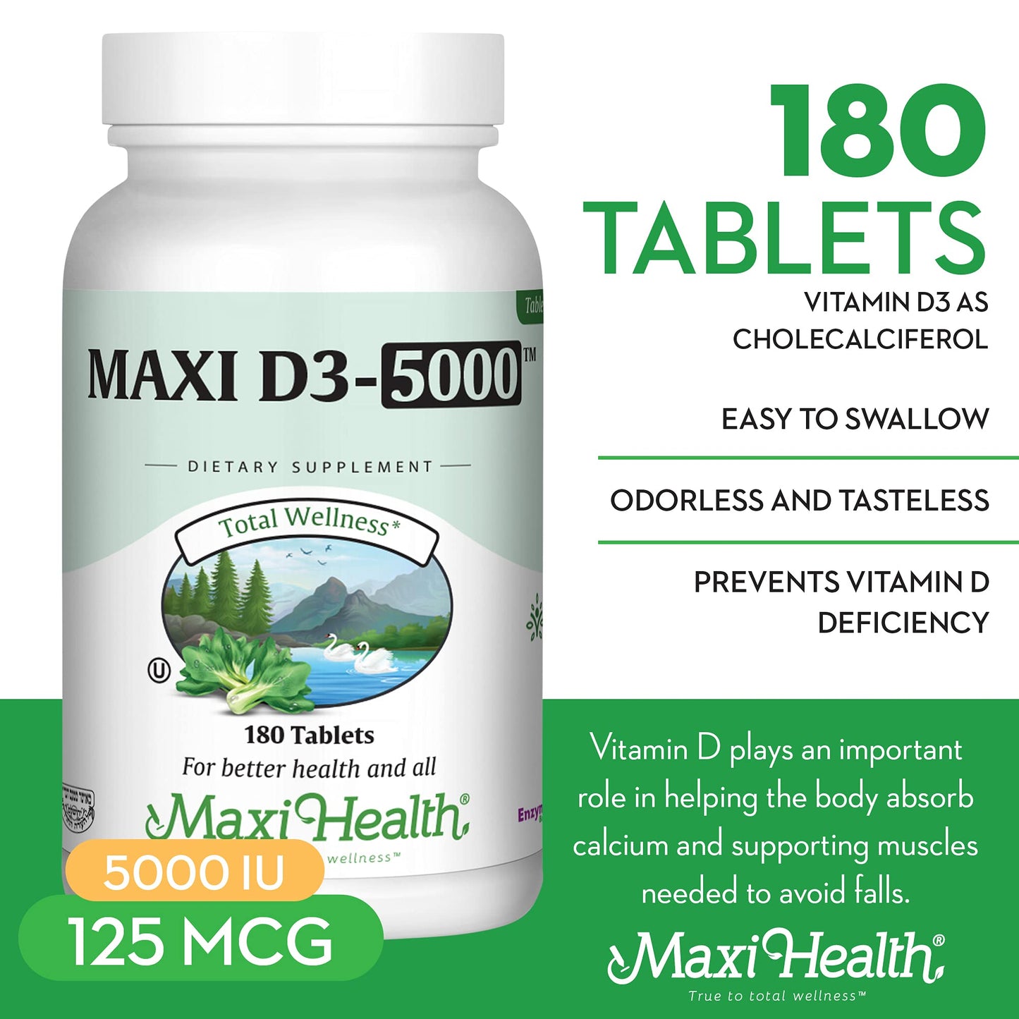 Detalle envase Maxi Health vitamina d3 5000 iu alta potencia