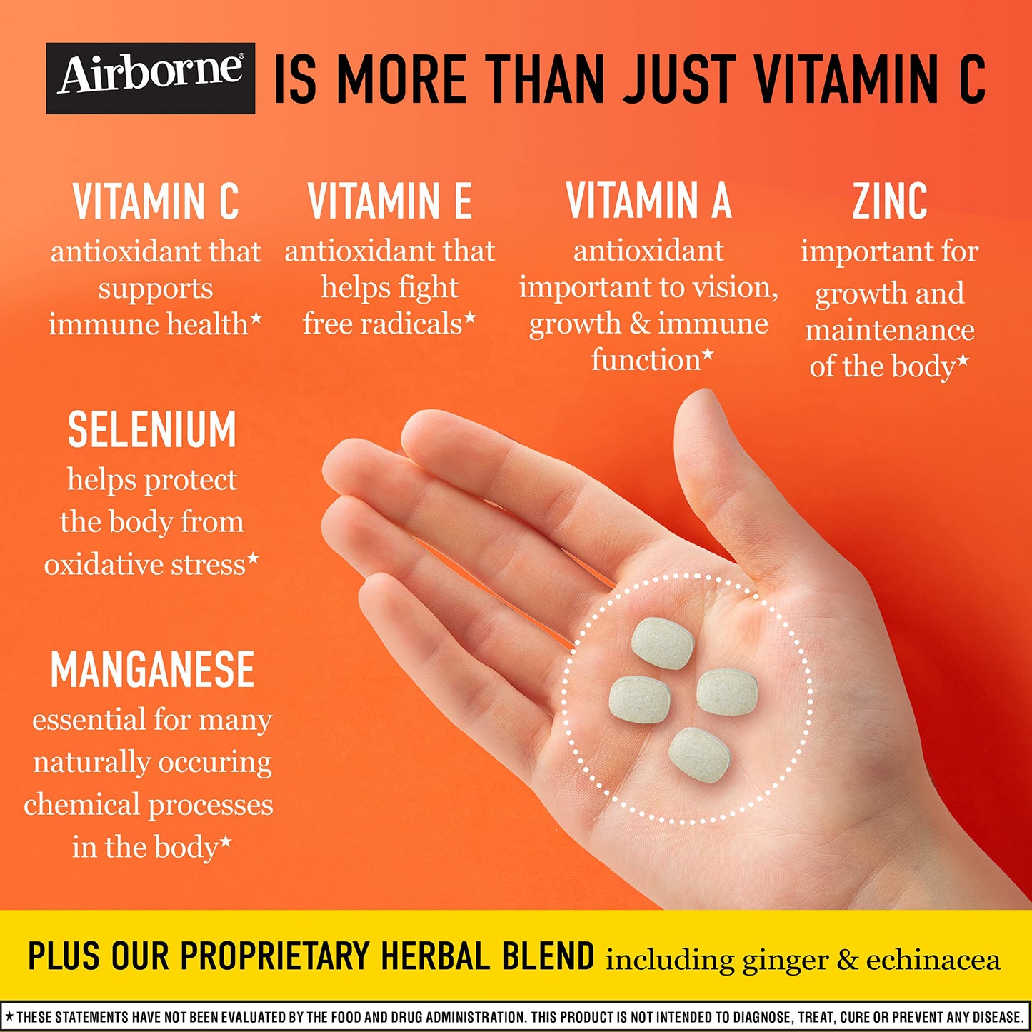 Detalle etiqueta Airborne vitamina C y zinc