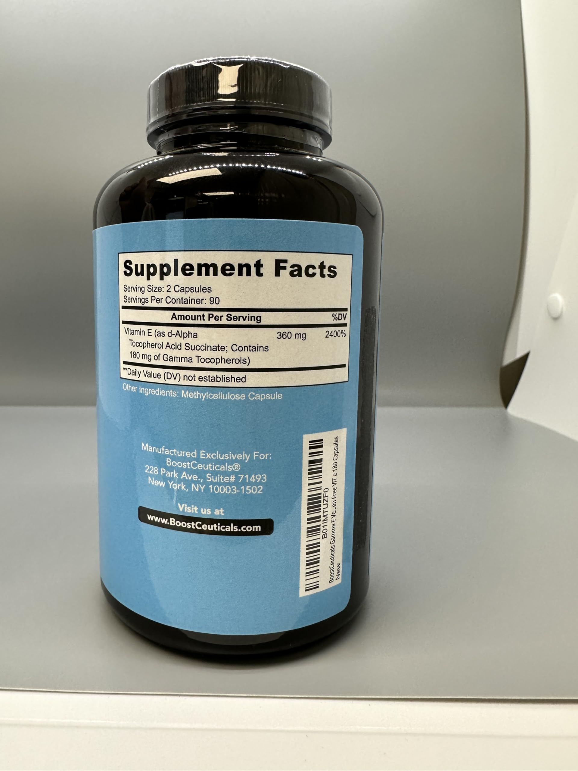 Detalle etiqueta BoostCeuticals Vitamina E Gamma E y Reishi