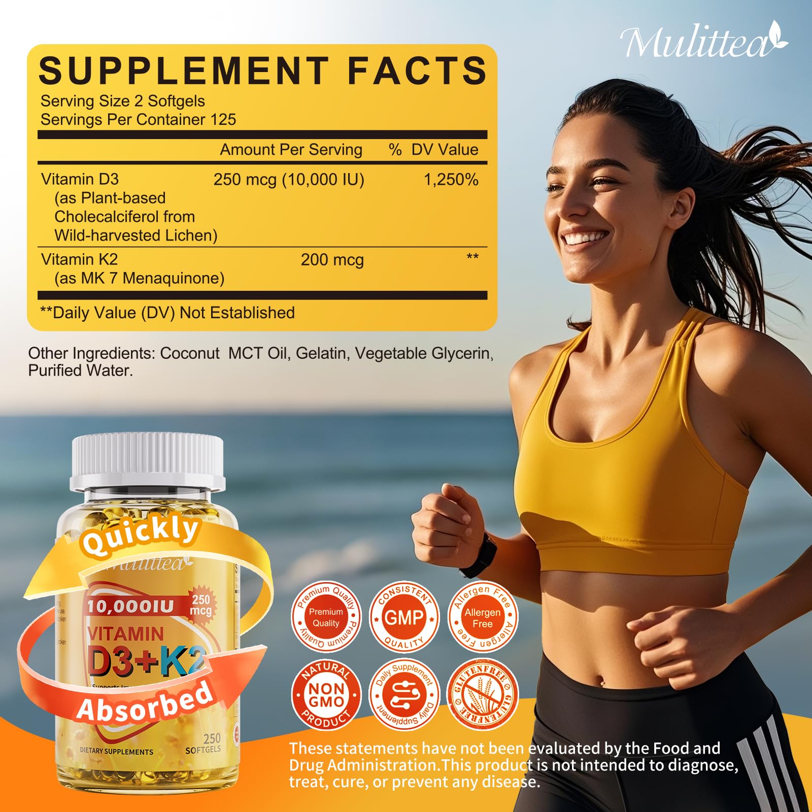 Detalle etiqueta complejo vitamínico triple Mulittea vitamnas D y K