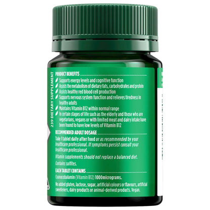 Detalle etiqueta Nature's Own vitamina B12 1000 mcg 60 tabletas