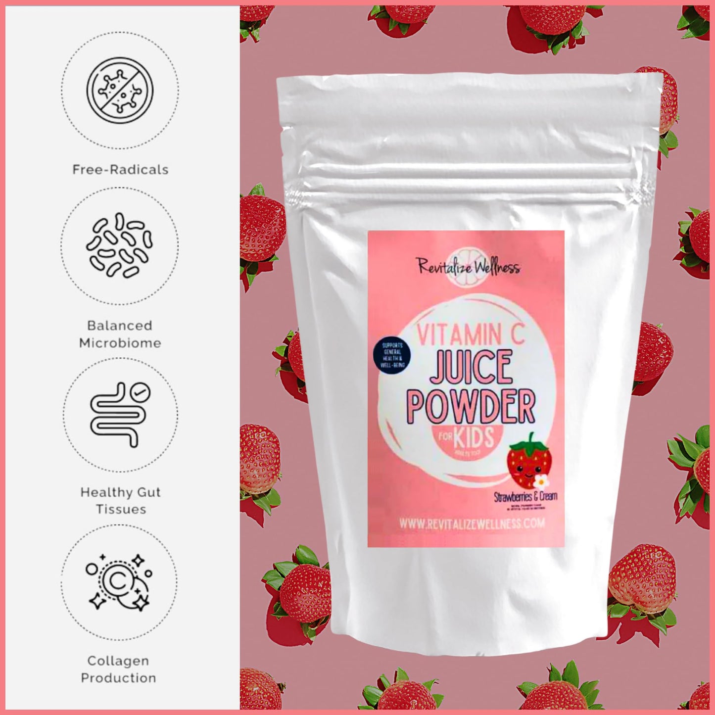 Detalle etiqueta polvo vitamina C Revitalize Wellness