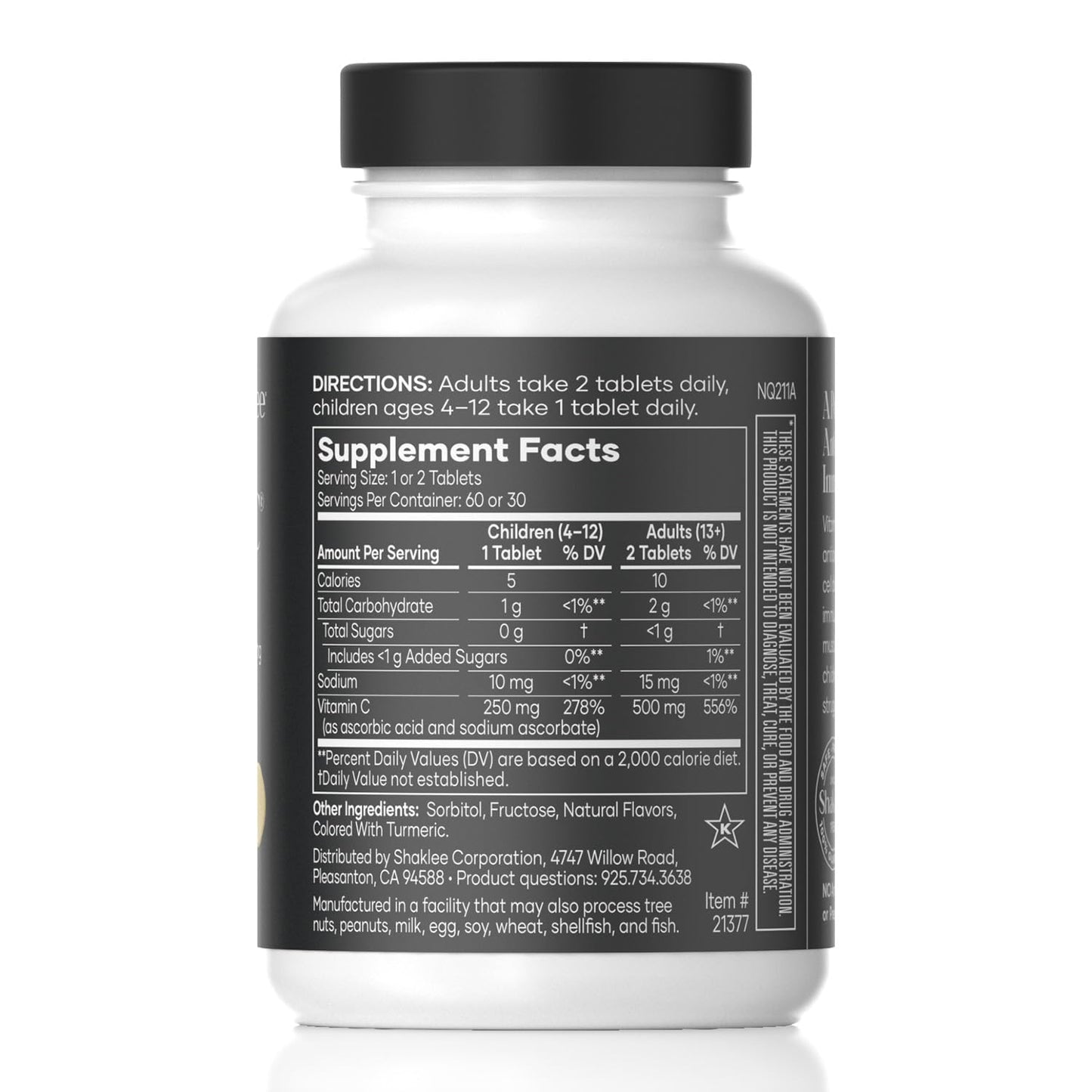 Detalle etiqueta Shaklee Vita-C masticable