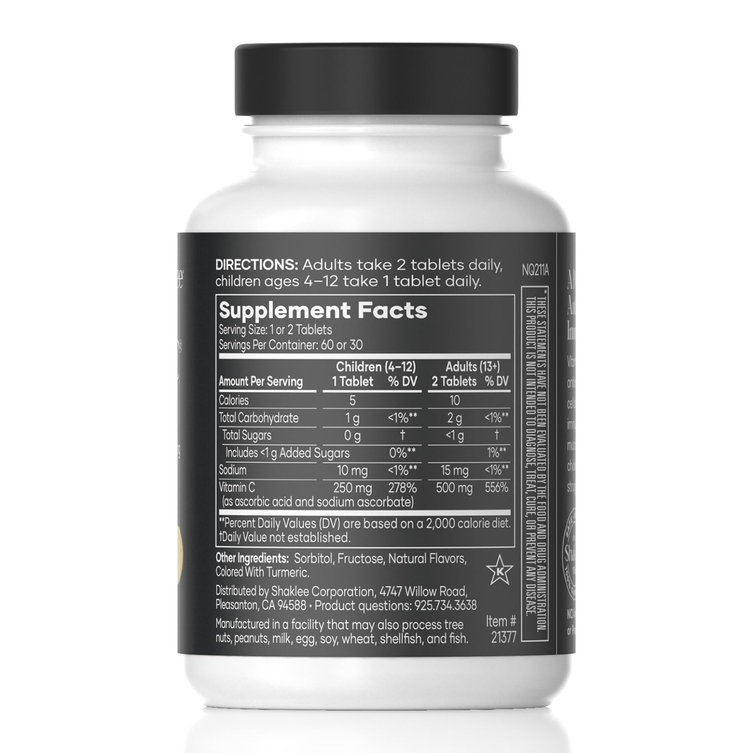 Detalle etiqueta Shaklee Vita-C masticable