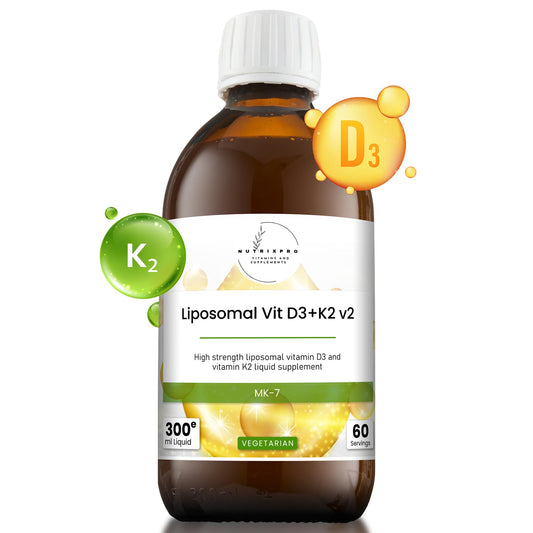 Detalle etiqueta suplemento liposomal vitamina D3 y K2 nutrixpro