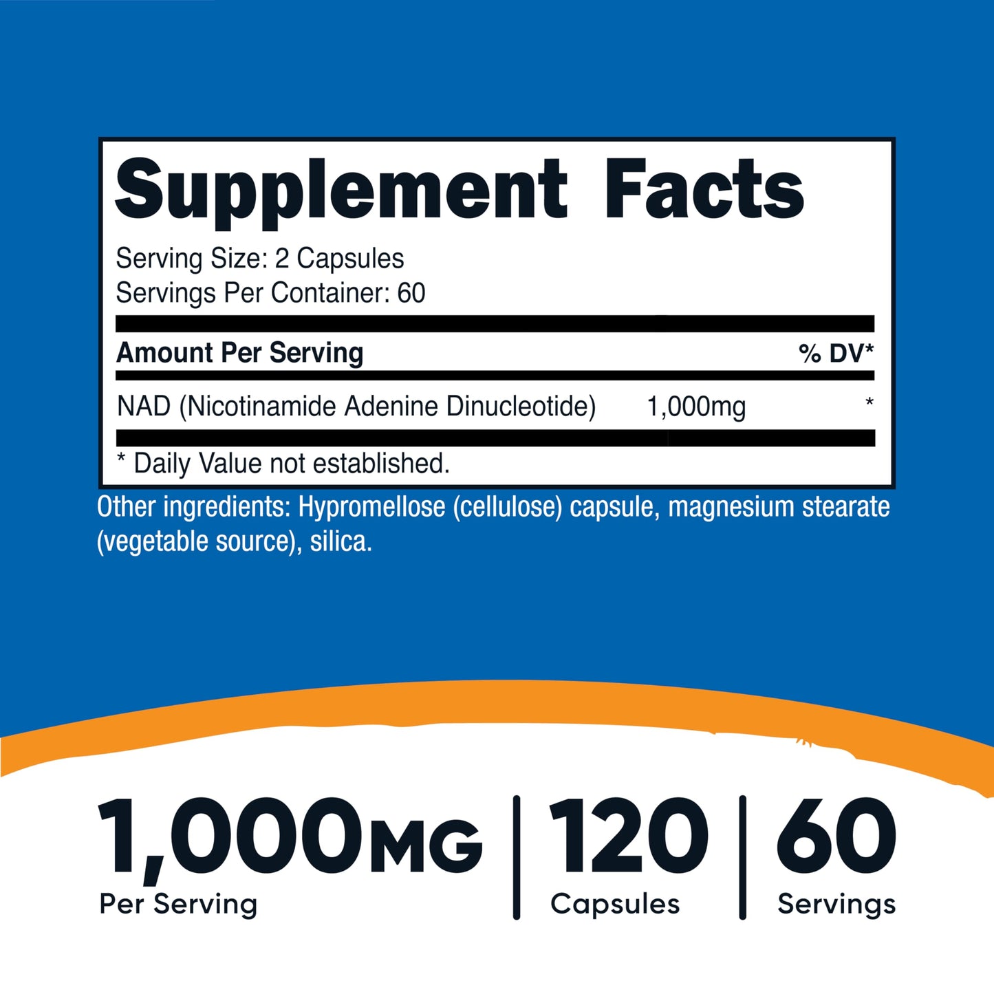 detalle etiqueta suplemento nad+ nutricost