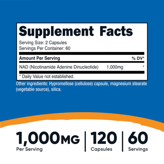 detalle etiqueta suplemento nad+ nutricost