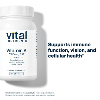 Detalle de etiqueta vitamina A 7500mcg Vital Nutrients