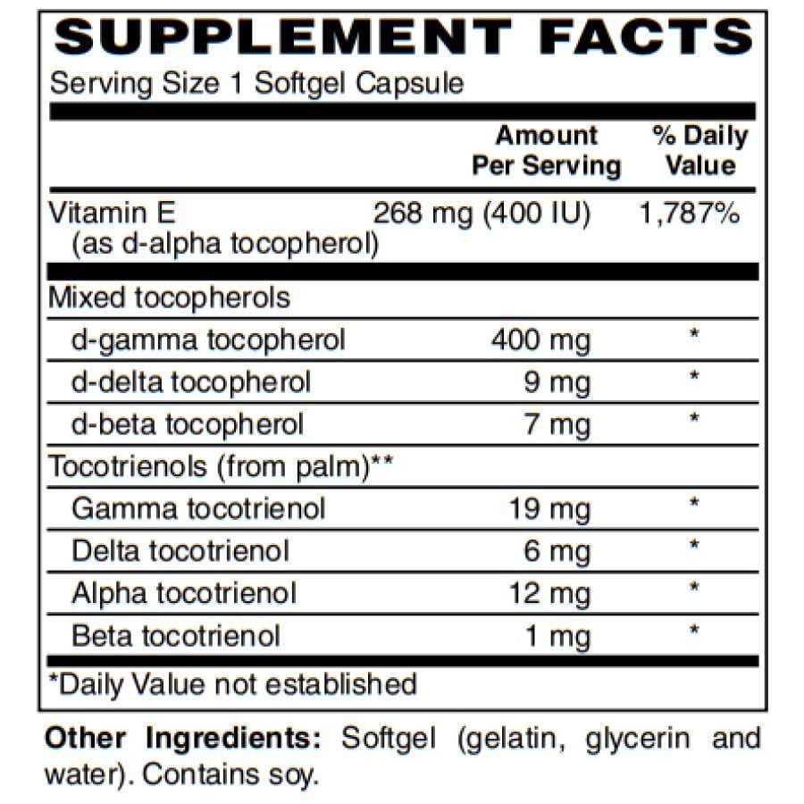 Detalle etiqueta frontal suplemento Vitamina E BariatricPal Perfect E