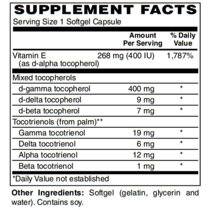 Detalle etiqueta frontal suplemento Vitamina E BariatricPal Perfect E