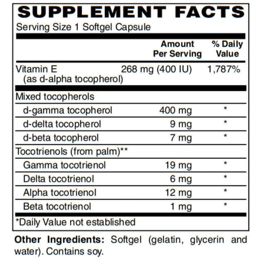 Detalle etiqueta frontal suplemento Vitamina E BariatricPal Perfect E