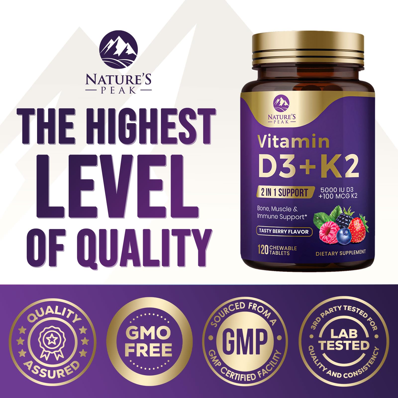 Detalle etiqueta vitaminas d3 y k2 natures peak