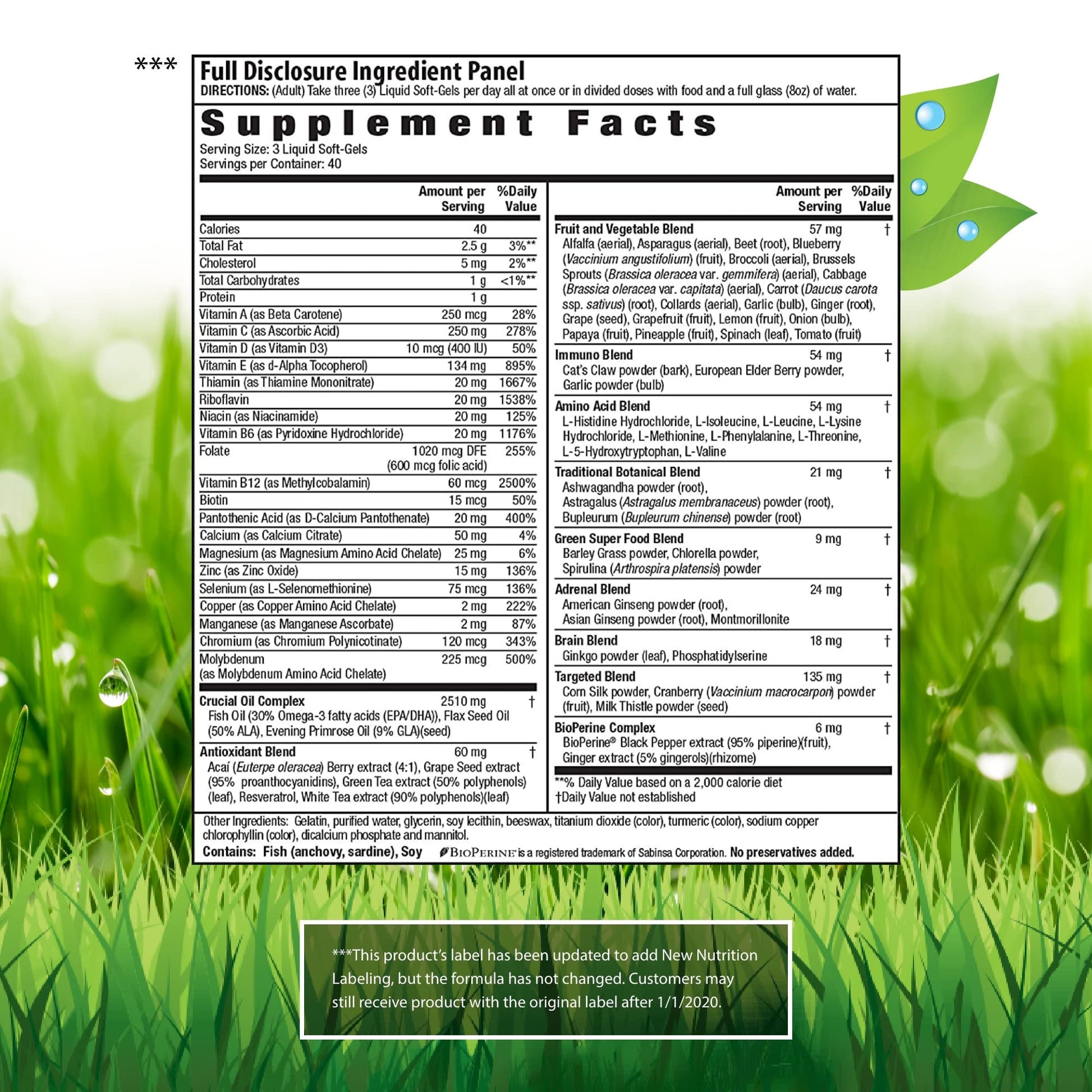 Detalle fórmula antioxidante multivitamínico mujer Irwin Naturals