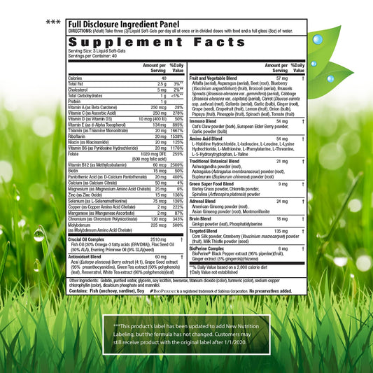 Detalle fórmula antioxidante multivitamínico mujer Irwin Naturals